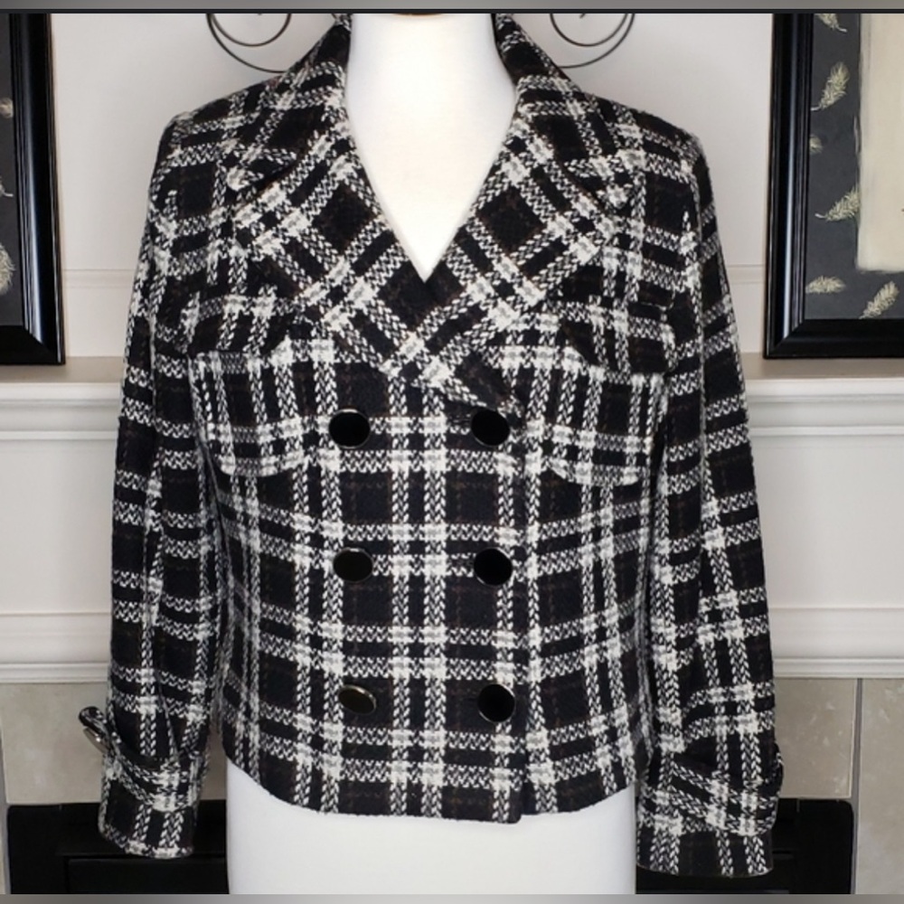 Worthington Plaid Short Peacoat